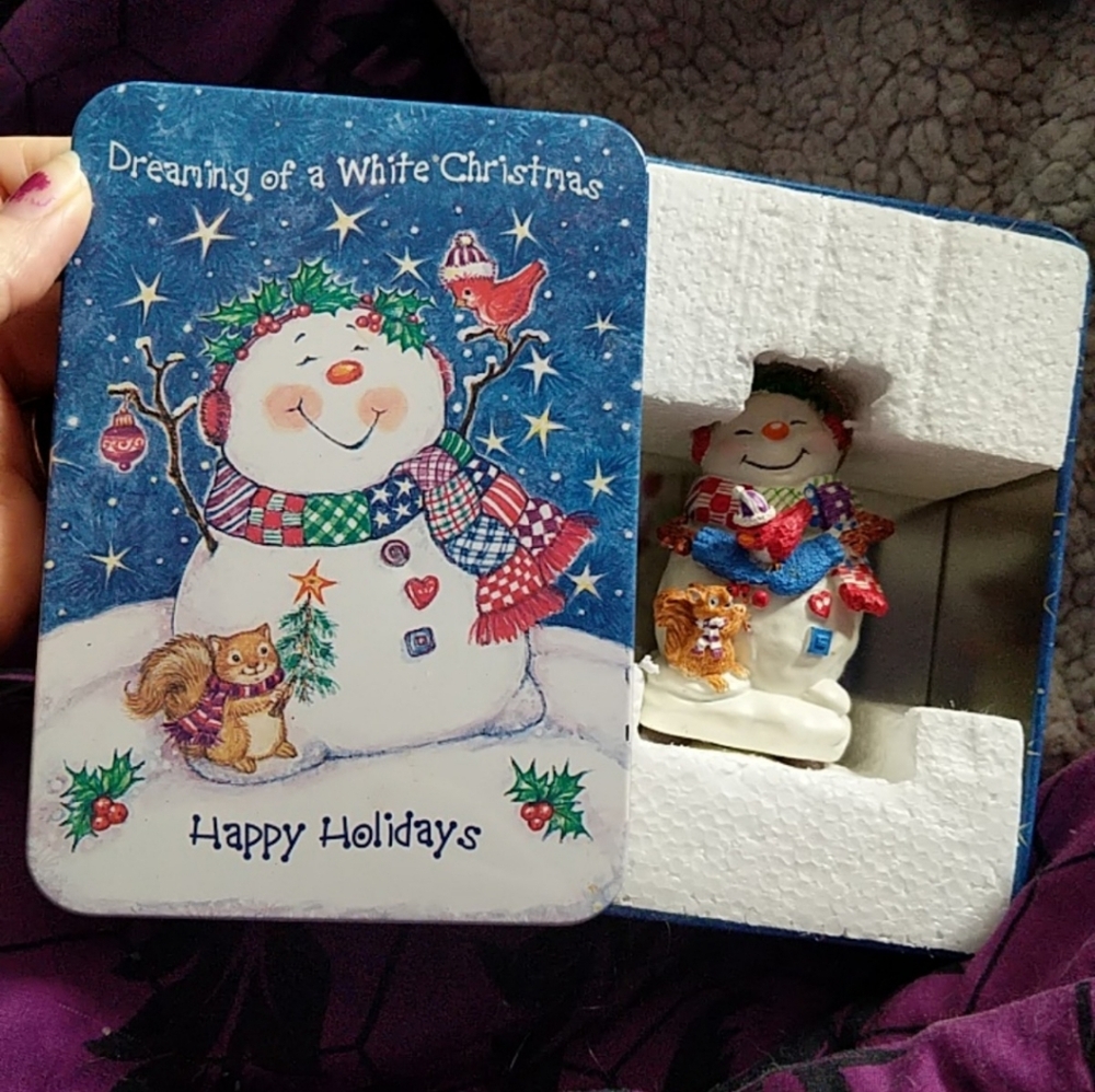 Snowman Ornament in a Tin - Picture 1 of 12